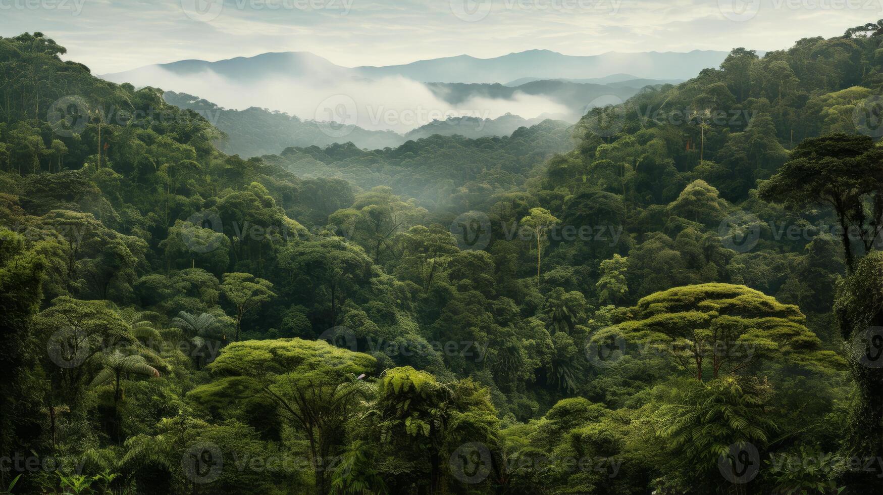 AI generated A hyper zoomed in perspective of a tropical forest photo