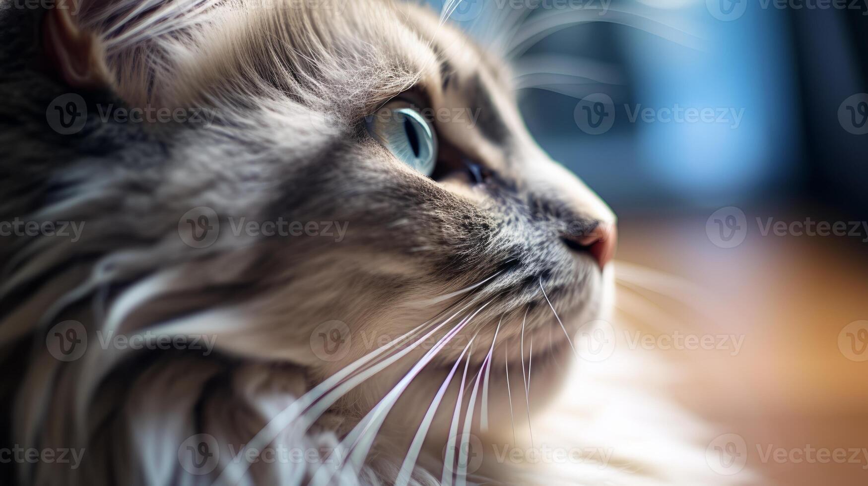 AI generated Cat watching over human photo