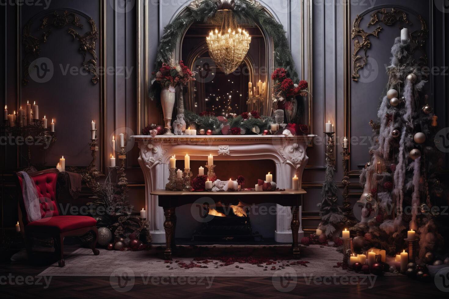 AI generated Elegant and festive christmas decor showcased in isolation photo