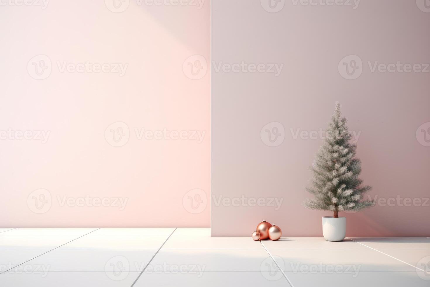 AI generated Small christmas tree in a white pot photo