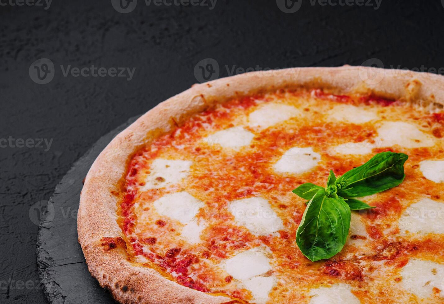 Neapolitan pizza on a cream sauce photo