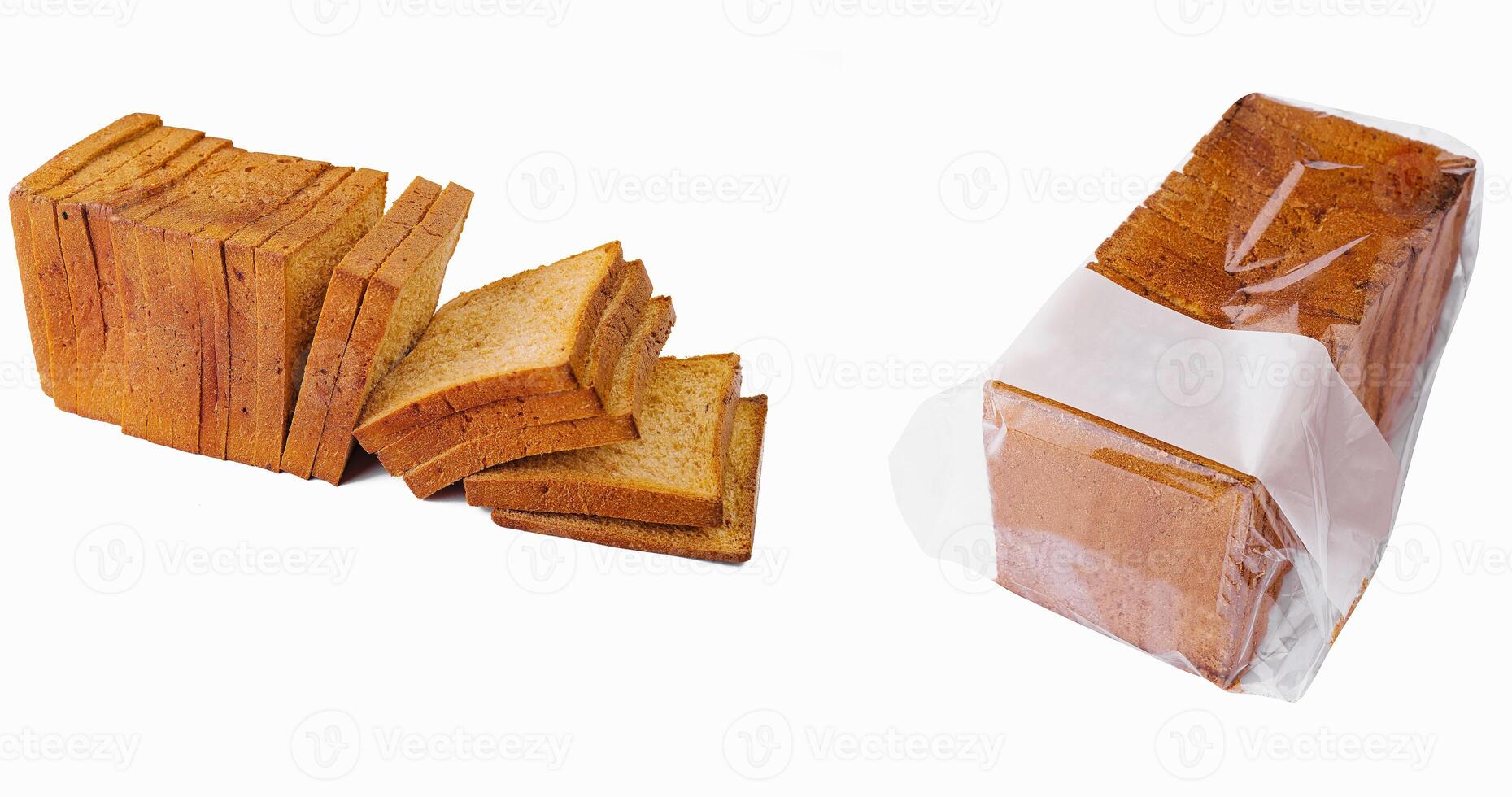cerca arriba de blanco rebanado brindis un pan en transparente embalaje foto
