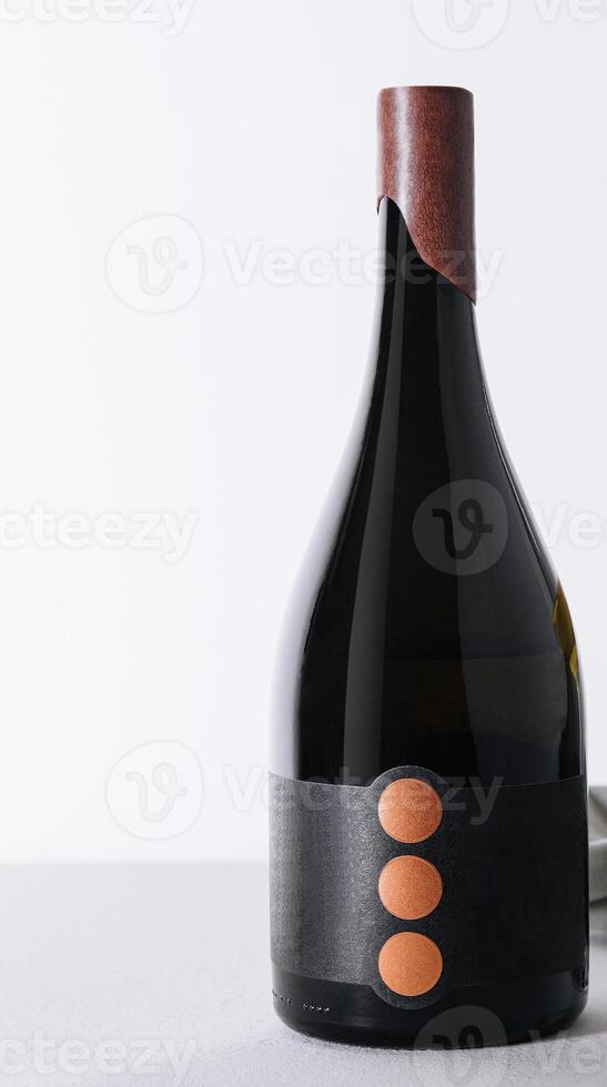 bottle of red wine close up photo