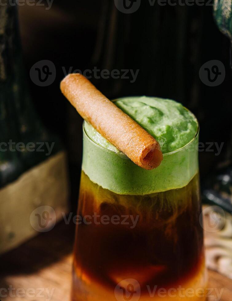 Green layered cocktail photo