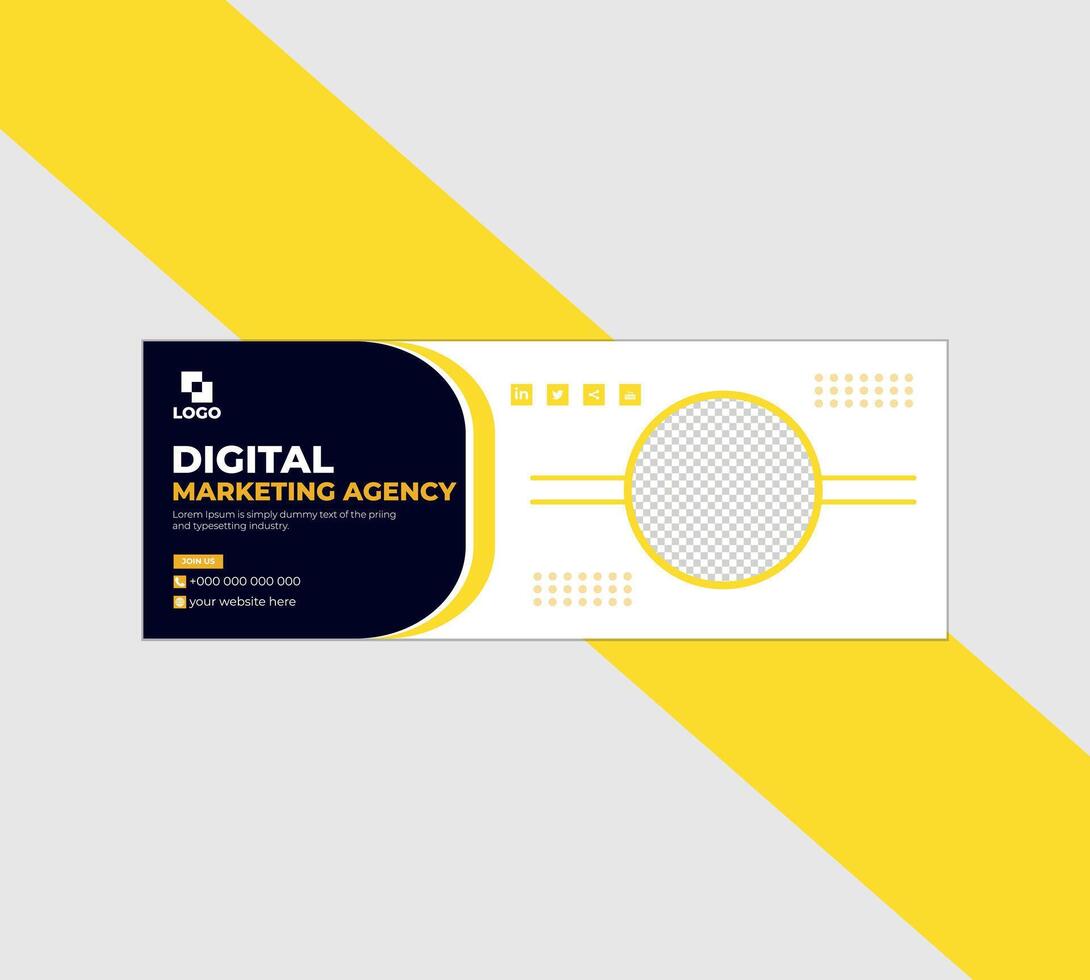 Yellow business facebook cover banner design premium vector