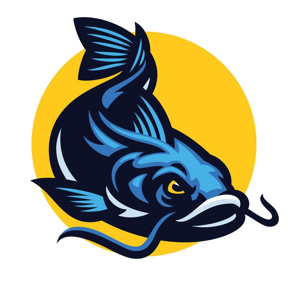 Catfish Mascot Swimming Design Cartoon vector