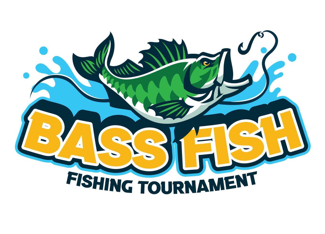 Sport Bass Fish Logo Catching Fishing Hook vector