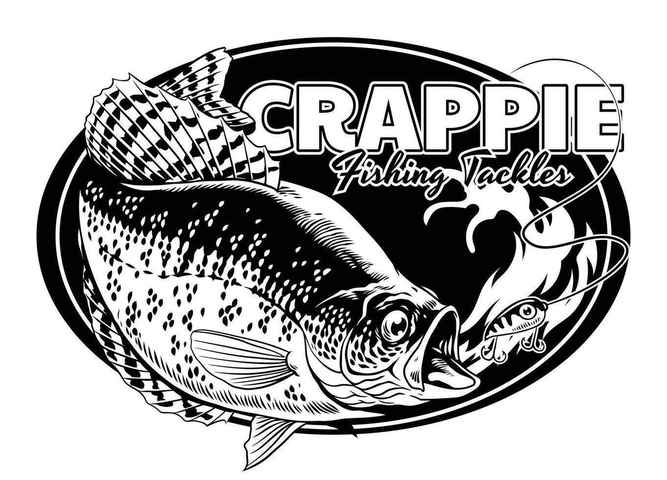 Crappie Fishing Shirt Design Badge in Vintage Style vector