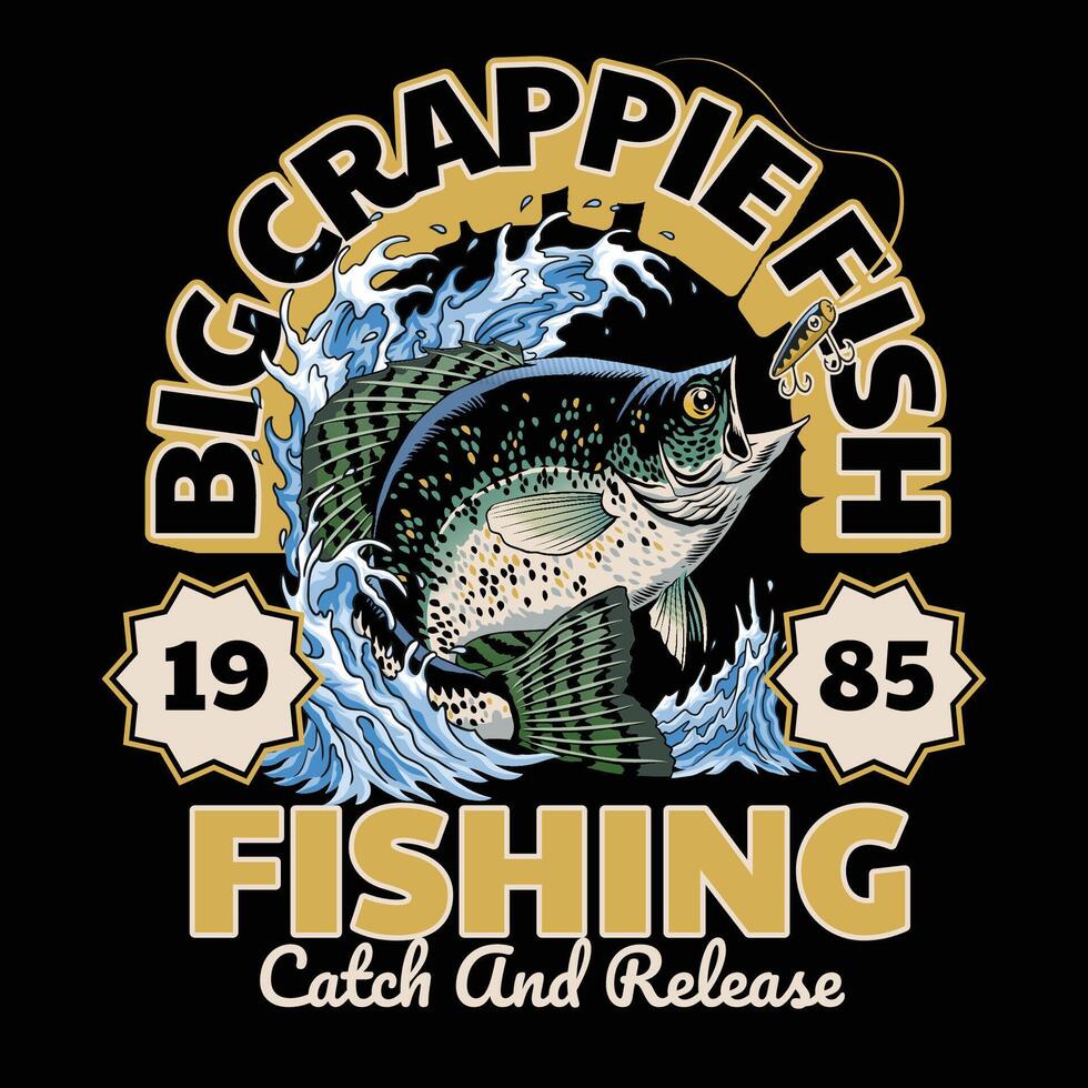 Vintage Shirt of Design of Crappie Fishing vector