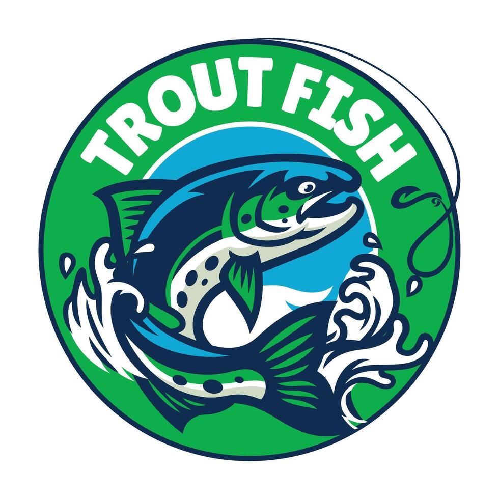 Trout Fishing Logo Badge Design vector