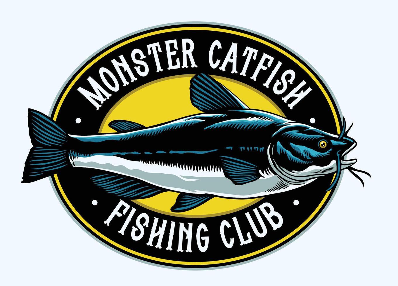 Monster Catfish T-Shirt Design Vintage vector