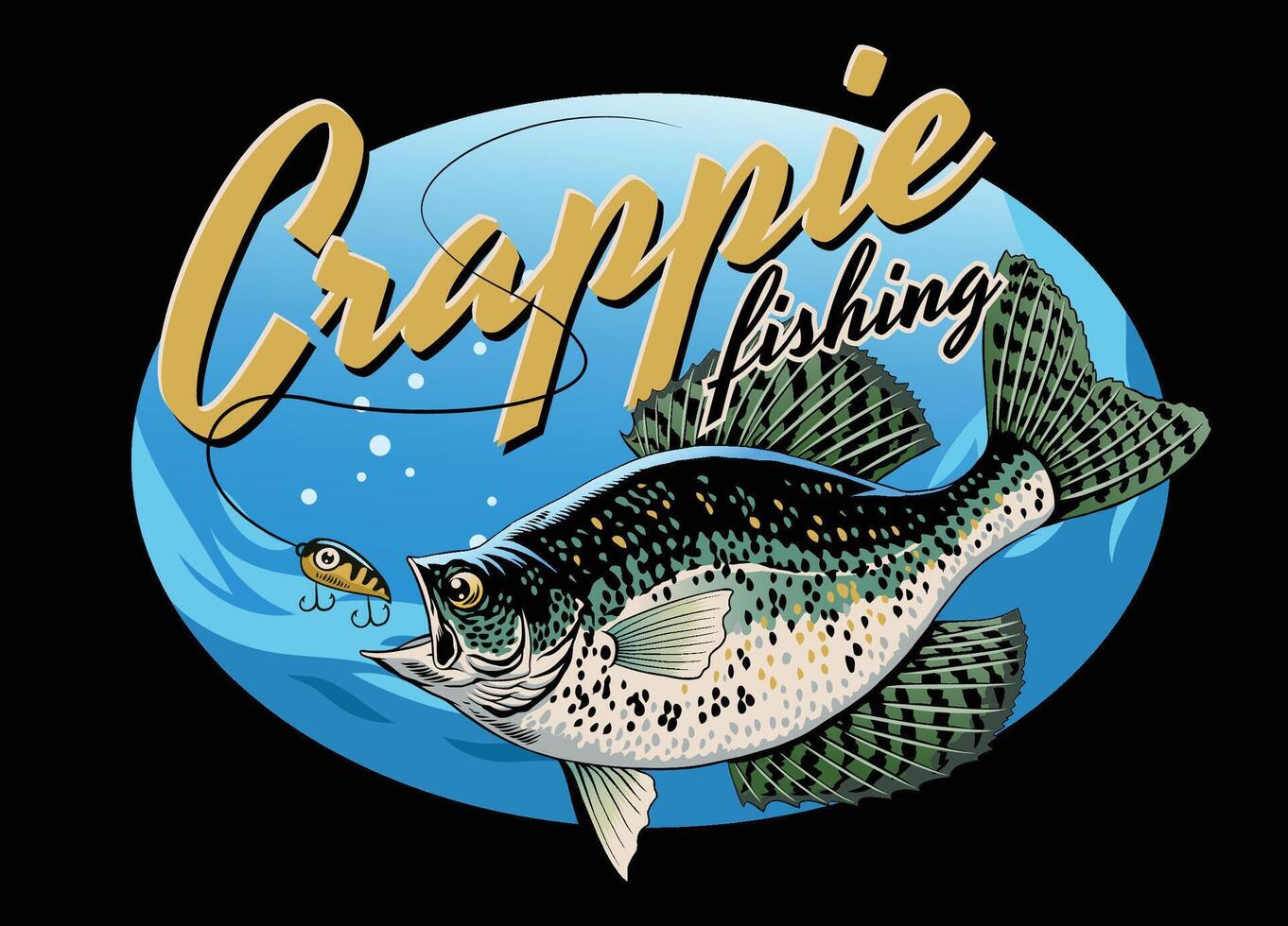 Vintage T-Shirt Design of Crappie Fishing vector