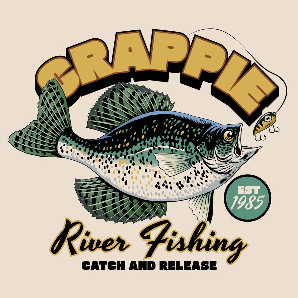 Crappie Fish Vintage Shirt Design vector