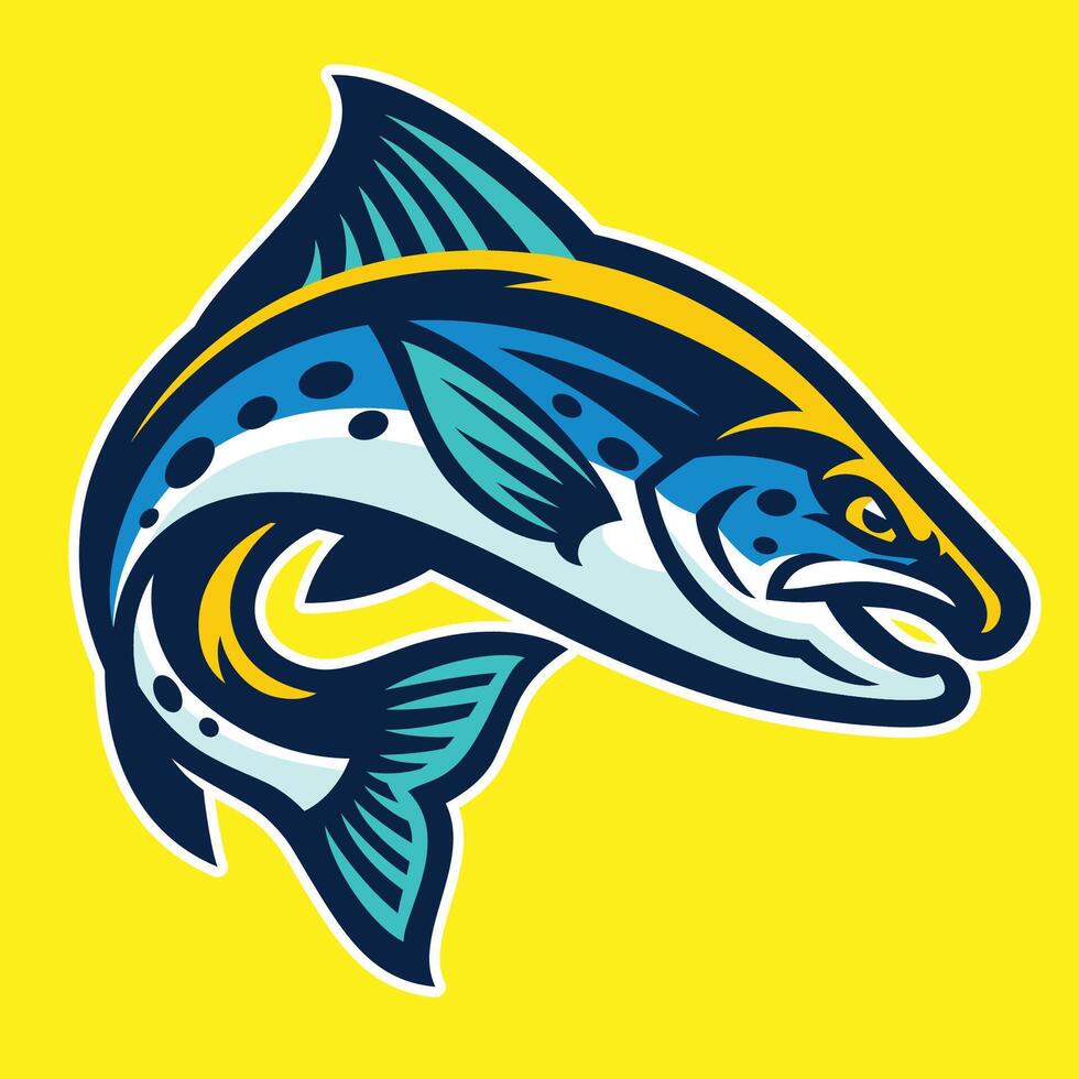 Fly Trout Fish Logo Mascot vector