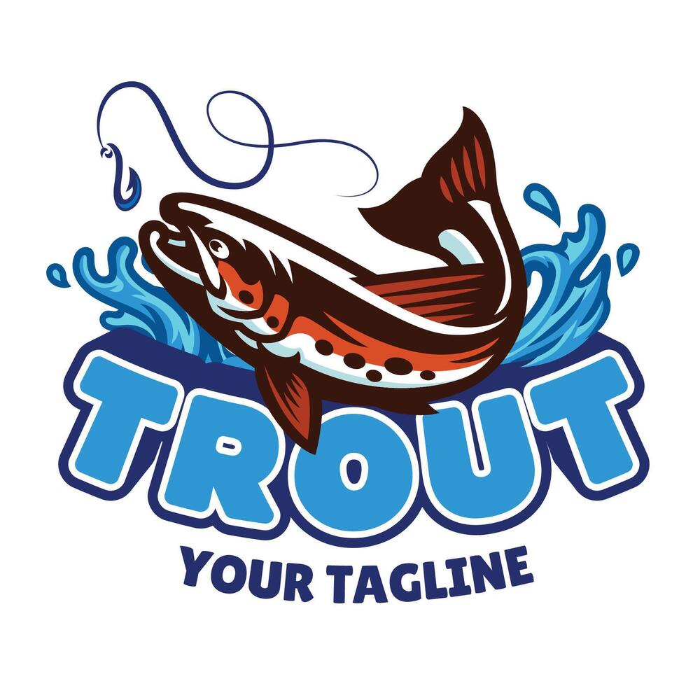 marrón trucha pescar logo diseño vector
