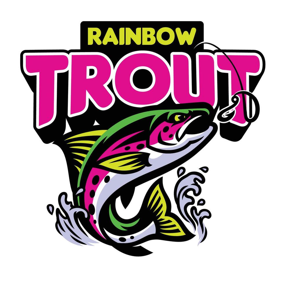 Rainbow Trout Fishing Logo Design Illustration vector