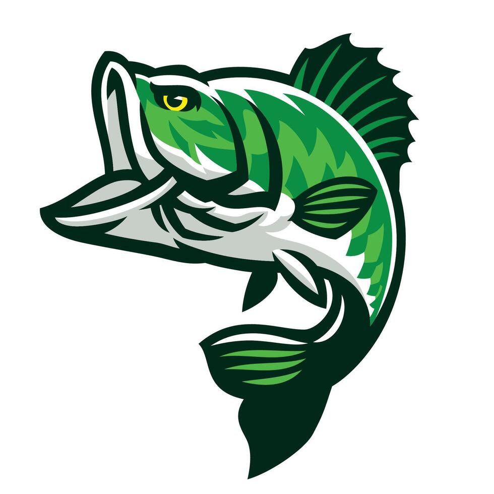 Big Bass Fish Mascot Jumping vector