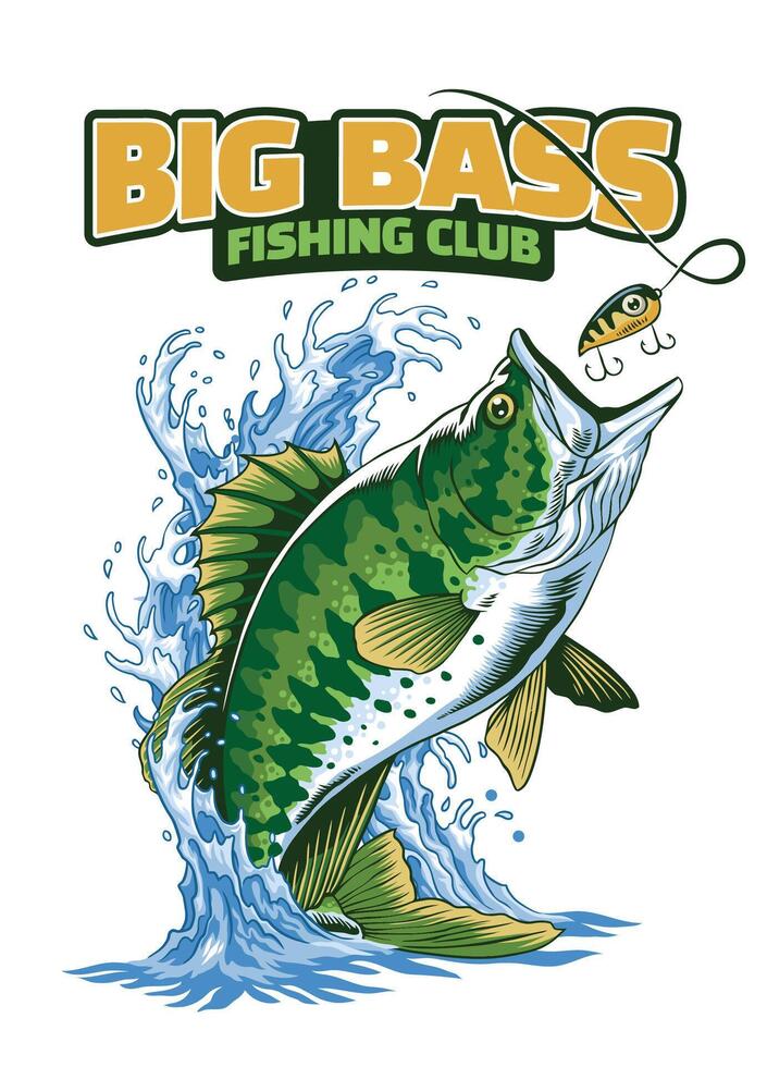 Shirt Design of Catching Big Bass Fish vector