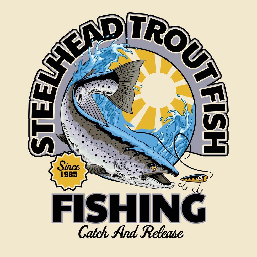 Steelhead Trout Fish Shirt Design Illustration vector