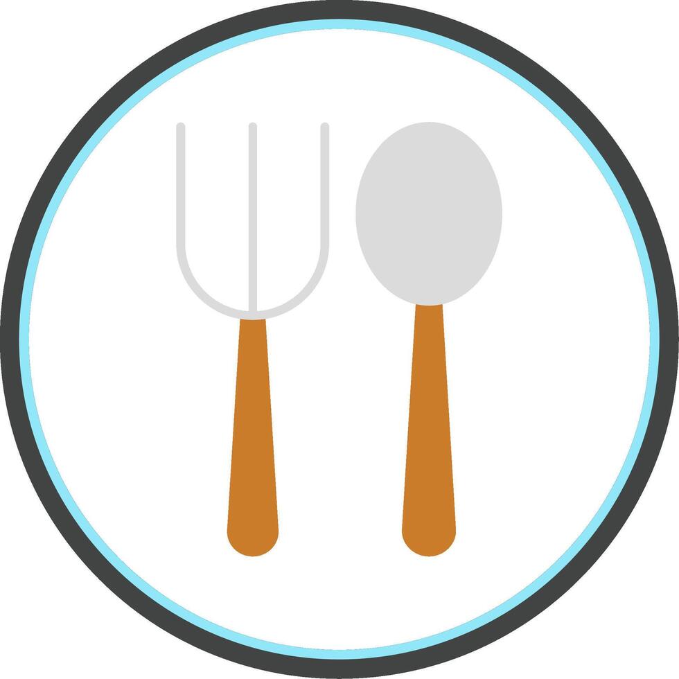 Fork Spoon Flat Circle Icon vector