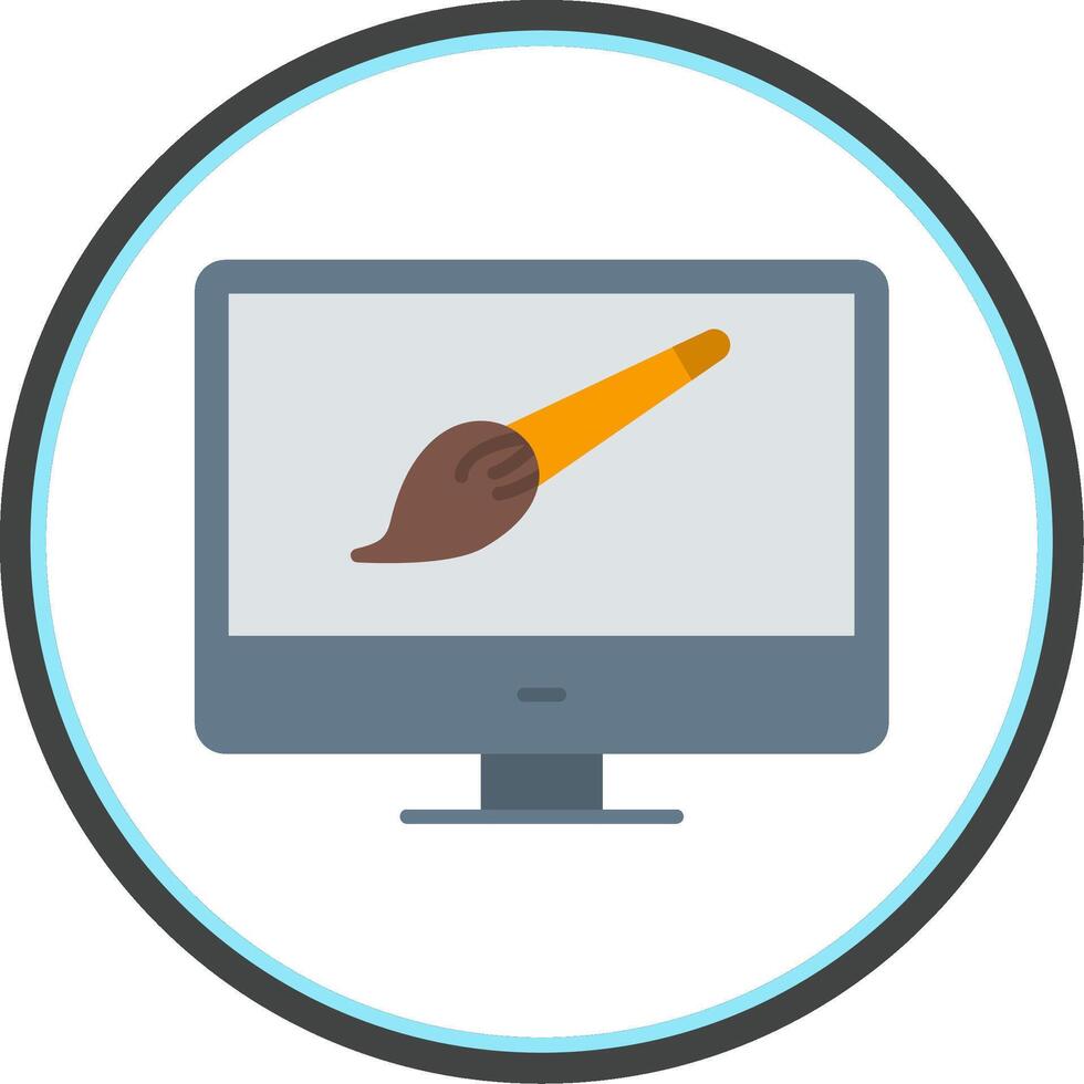 Brush Flat Circle Icon vector