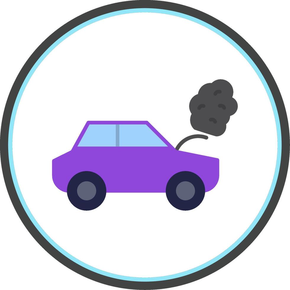 Broken Car Flat Circle Icon vector