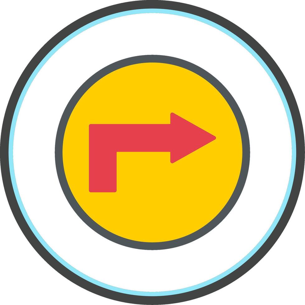 Right Way Flat Circle Icon vector