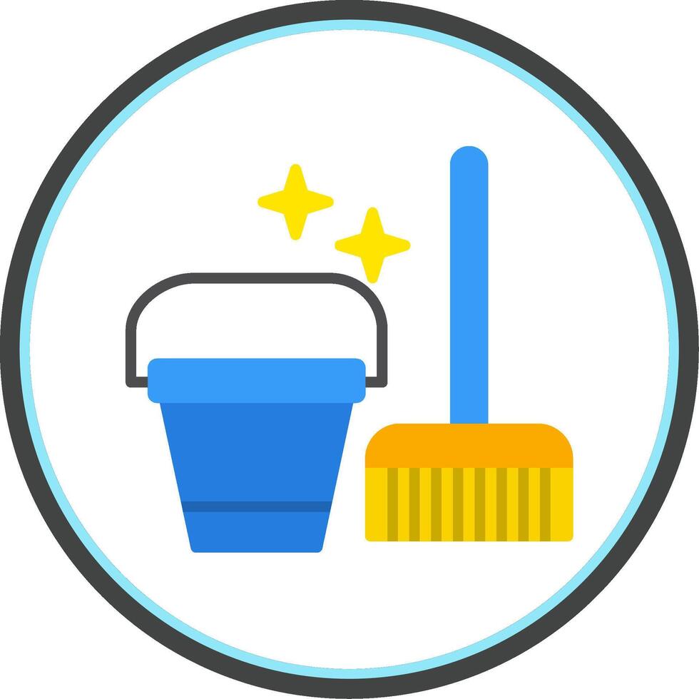 Cleaning Tools Flat Circle Icon vector