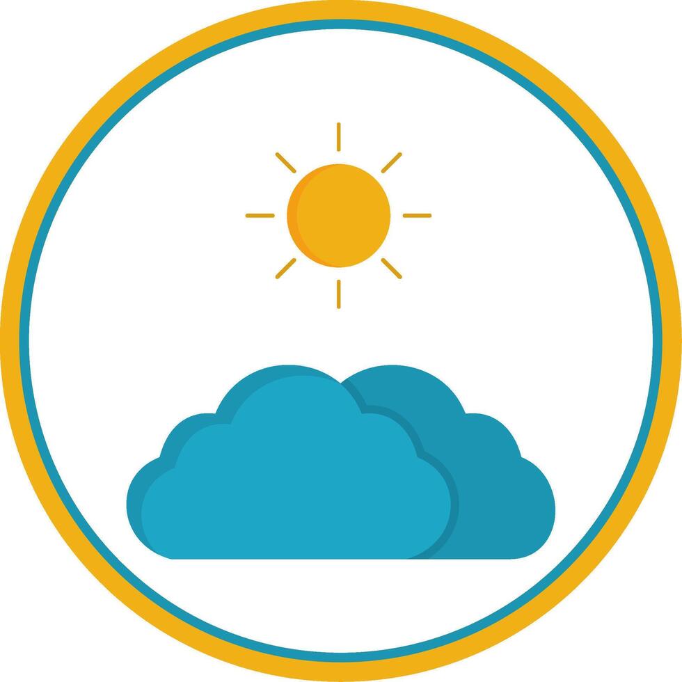 Clouds And Sun Flat Circle Icon vector