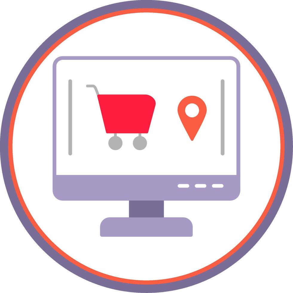 Online Order Flat Circle Icon vector