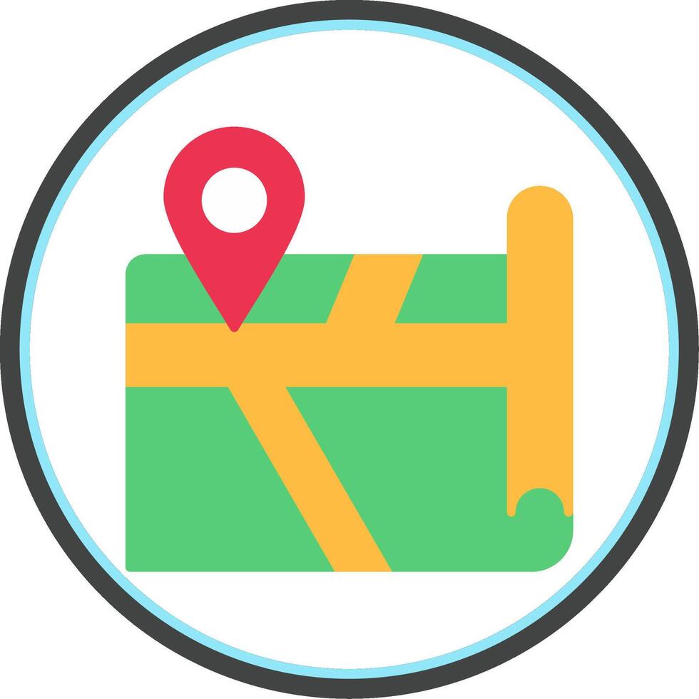 Map Flat Circle Icon vector