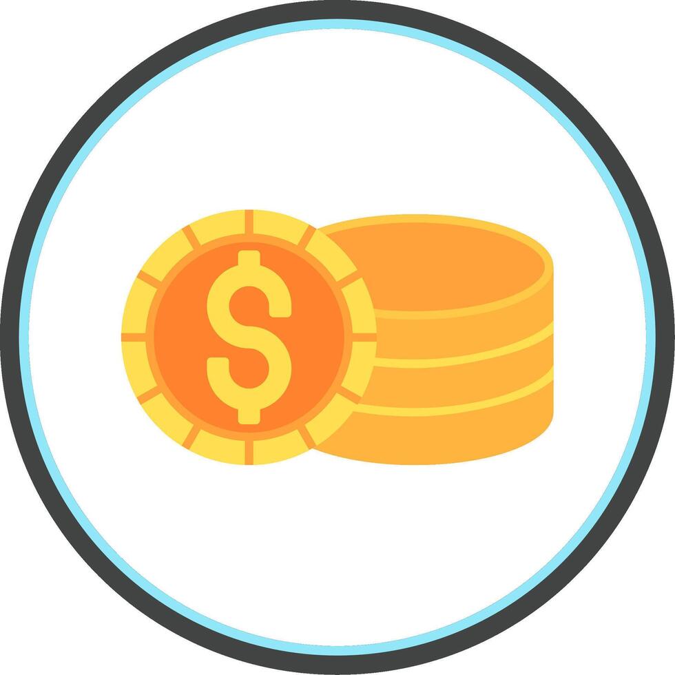 Coin Flat Circle Icon vector