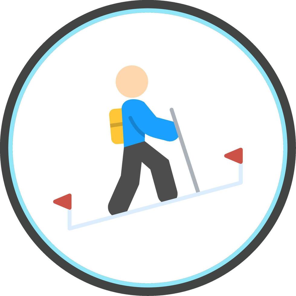 Hiking Flat Circle Icon vector