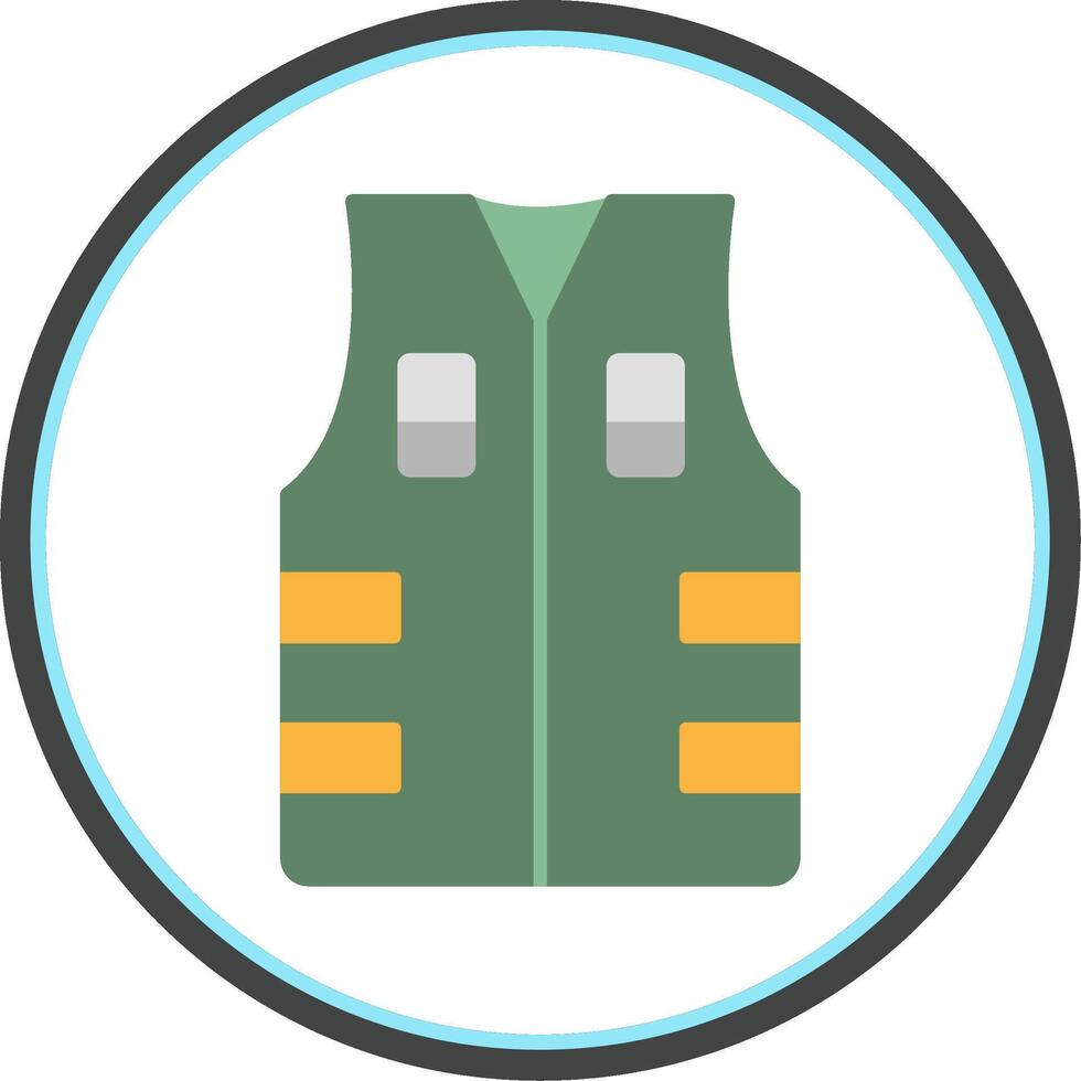 Bullet Proof Vest Flat Circle Icon vector