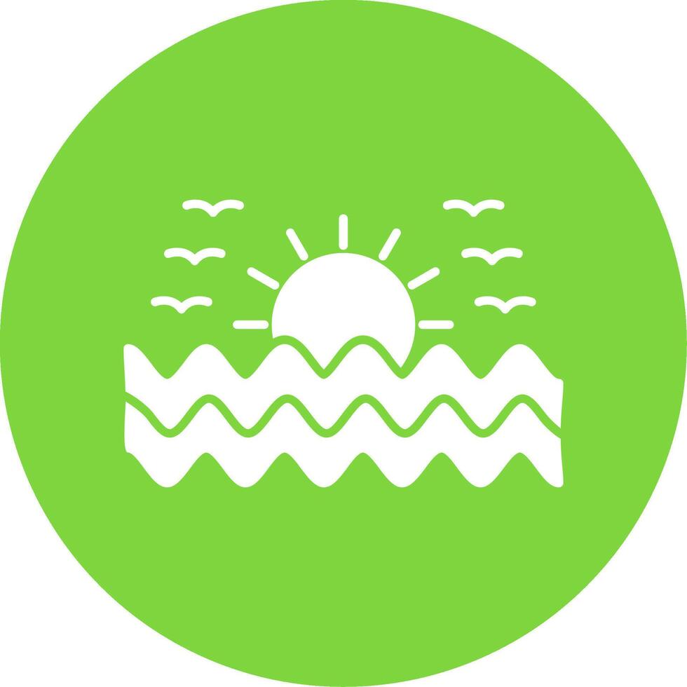 Sunset Glyph Circle Icon vector