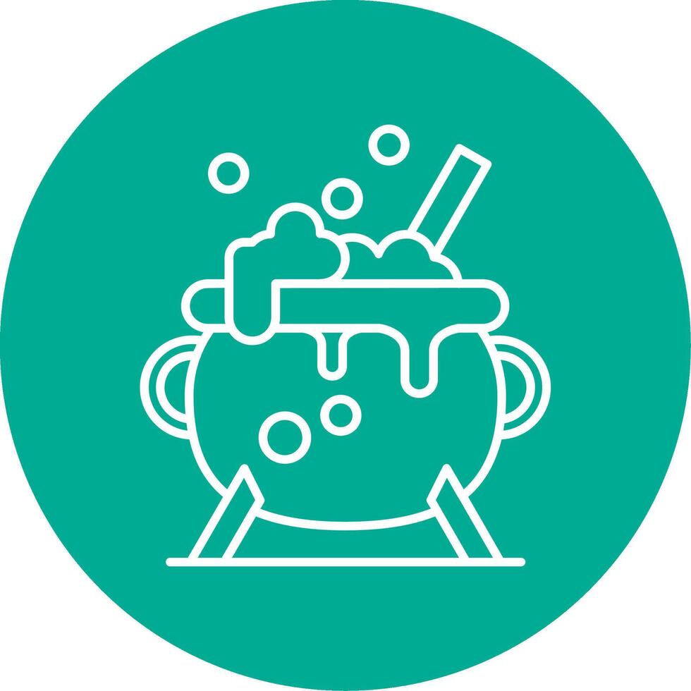 Cauldron Linear Circle Multicolor Design Icon vector