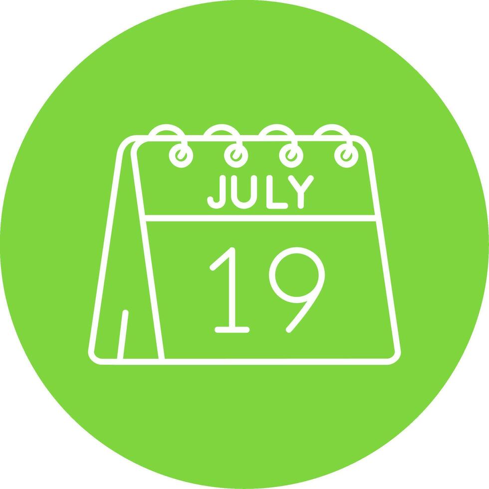 19th of July Linear Circle Multicolor Design Icon vector