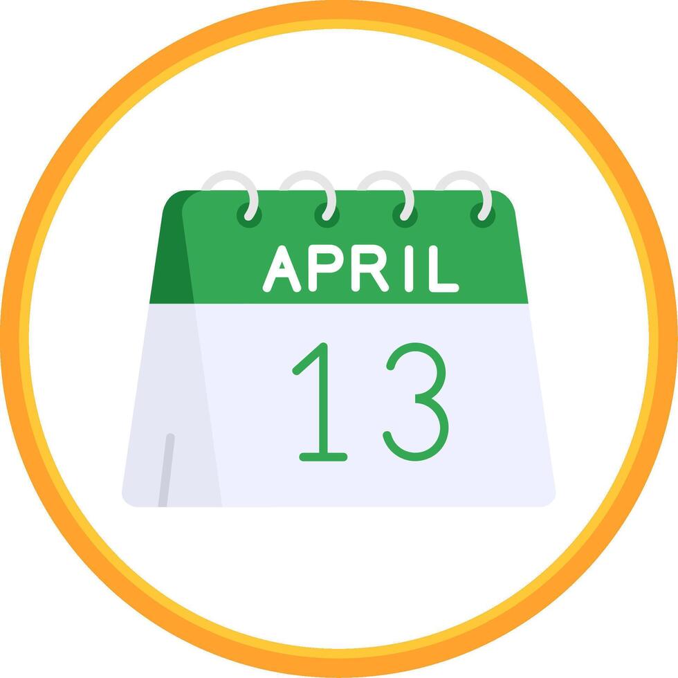 13 de abril plano circulo uni icono vector
