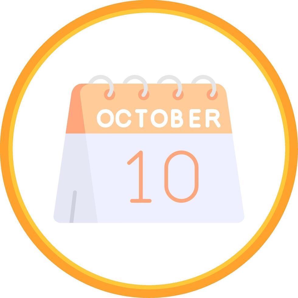 10th of October Flat Circle Uni Icon vector