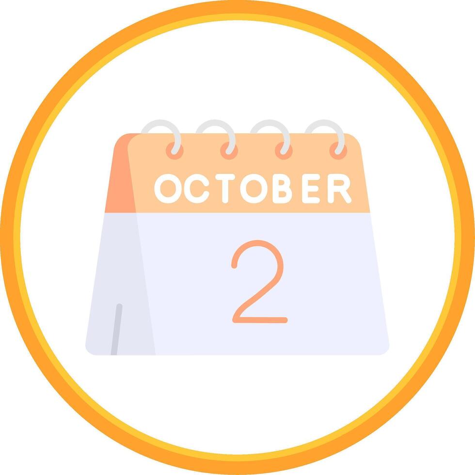 2nd of October Flat Circle Uni Icon vector