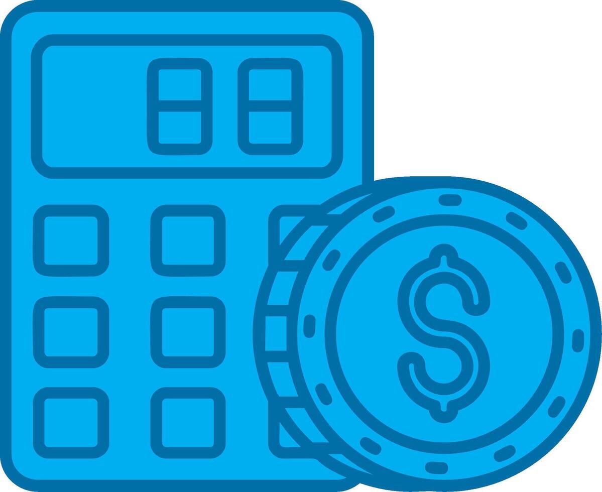 Calculator Blue Line Filled Icon vector