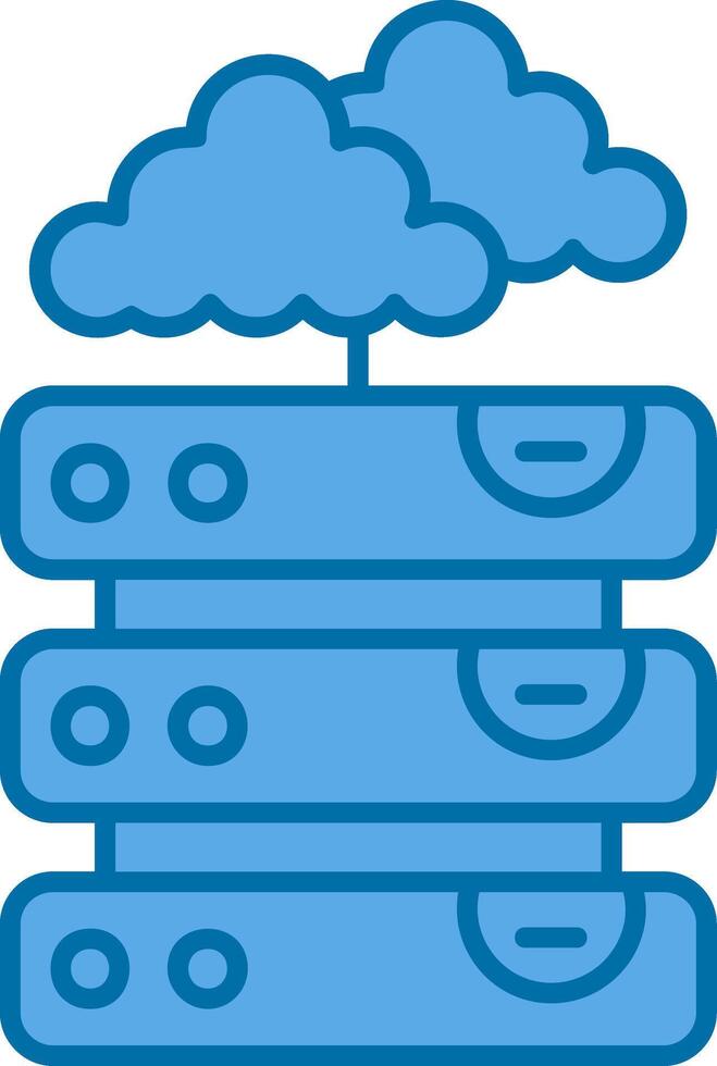 Server Blue Line Filled Icon vector