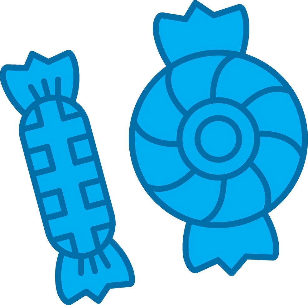 caramelo azul línea lleno icono vector