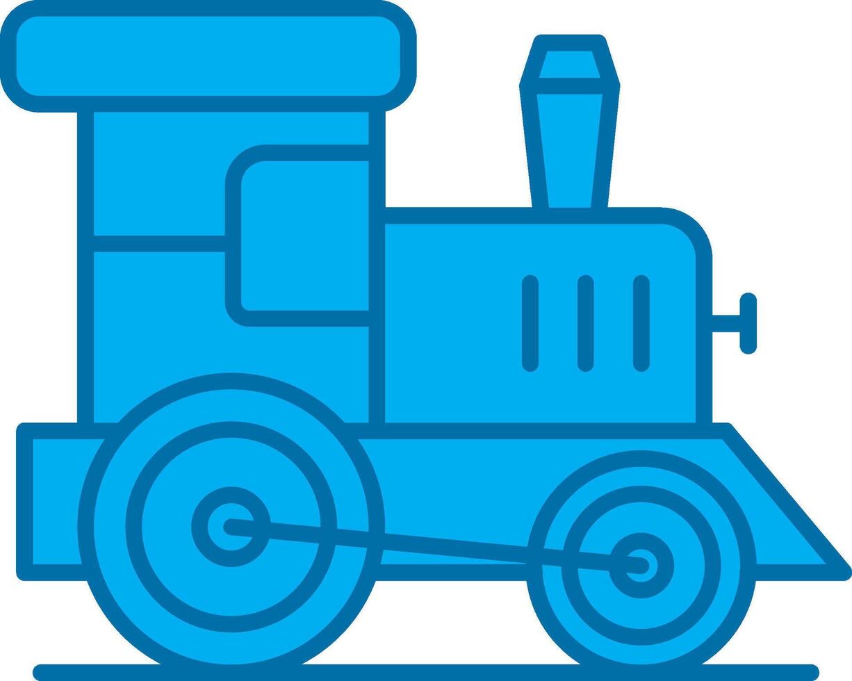 Toy train Blue Line Filled Icon vector
