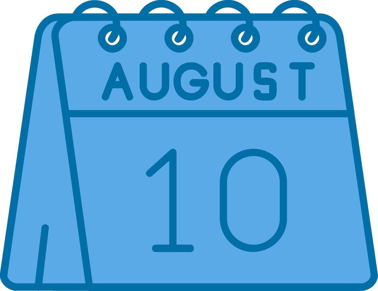 10th of August Blue Line Filled Icon vector