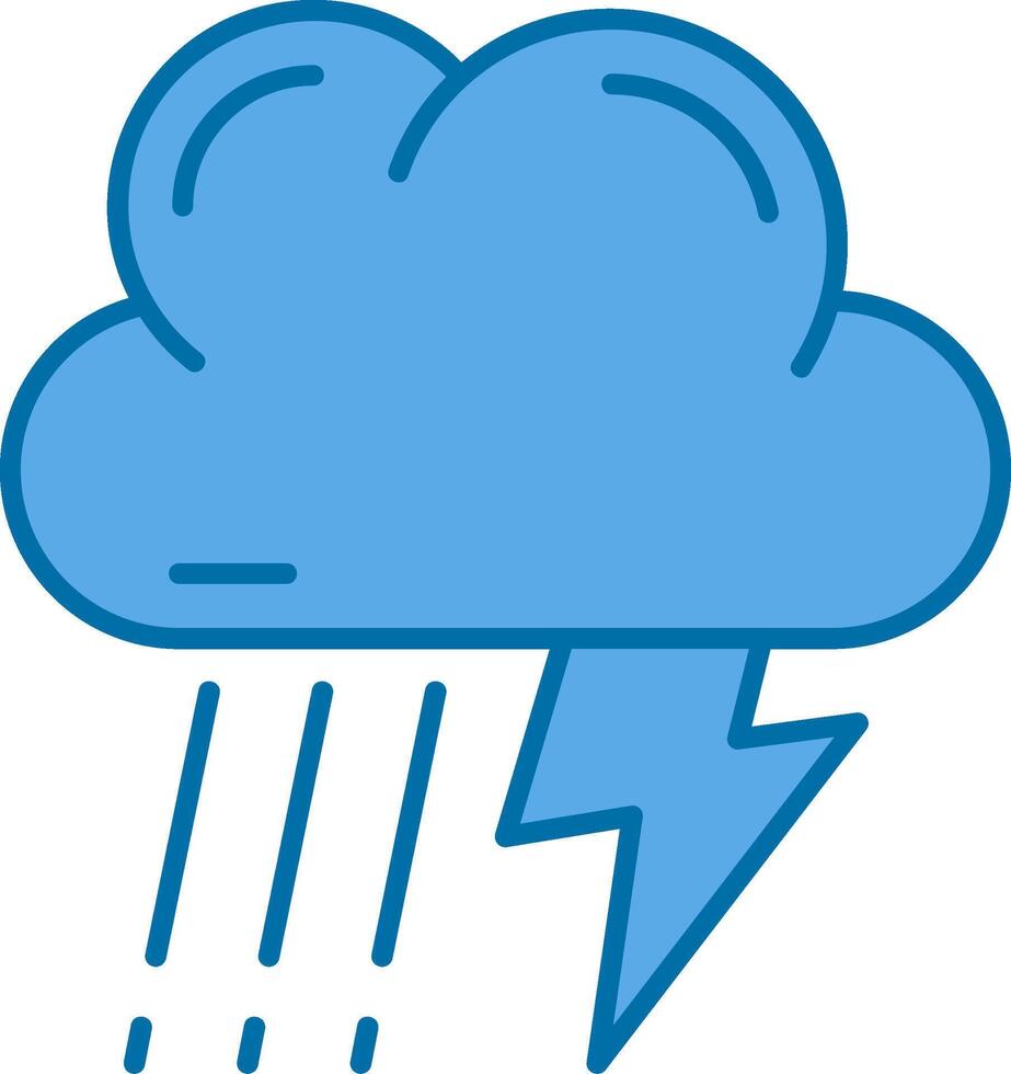 Thunder strom Blue Line Filled Icon vector