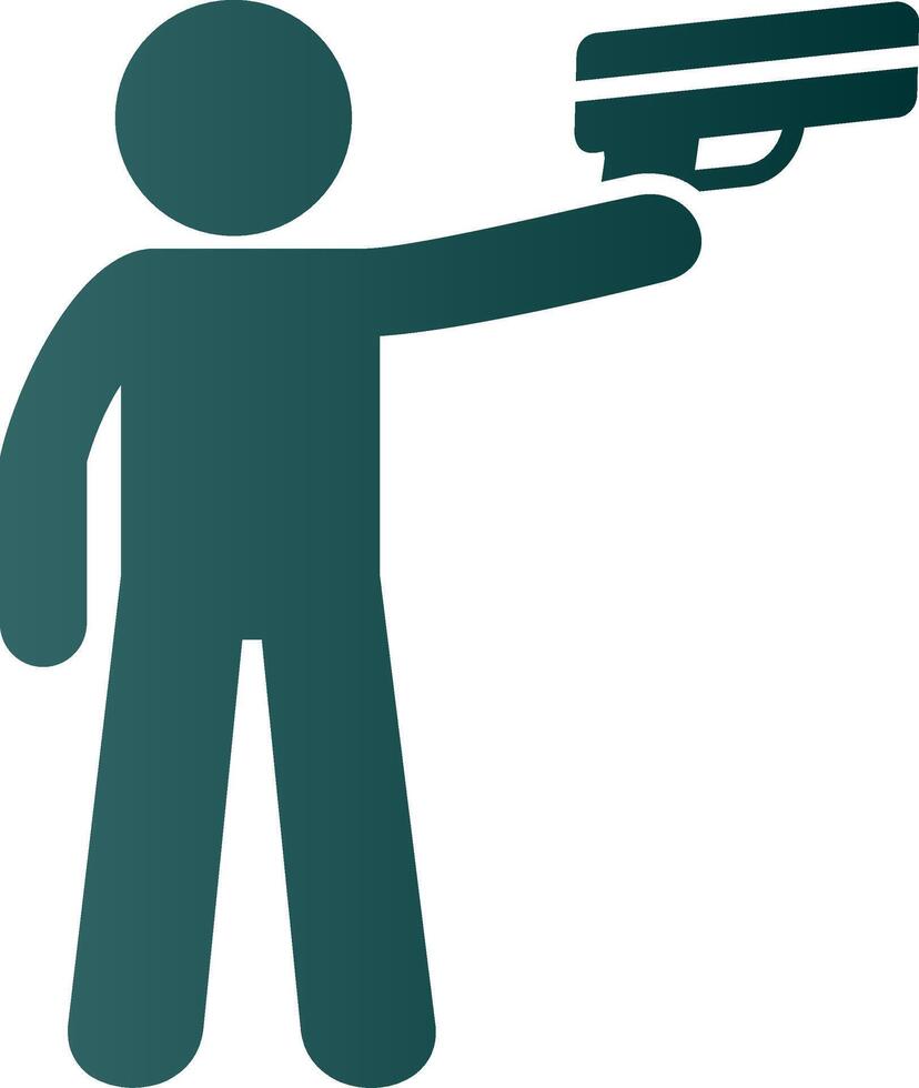 policía participación pistola glifo degradado icono vector