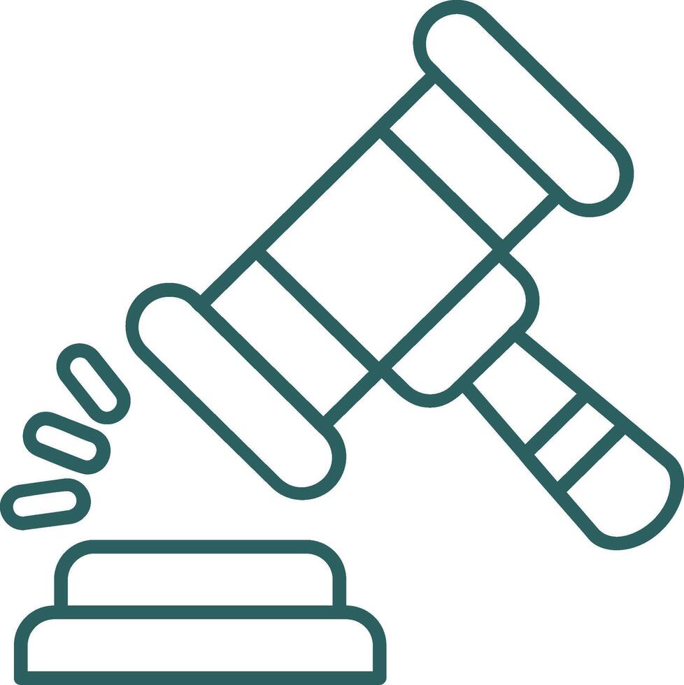 Gavel Line Gradient Green Icon vector