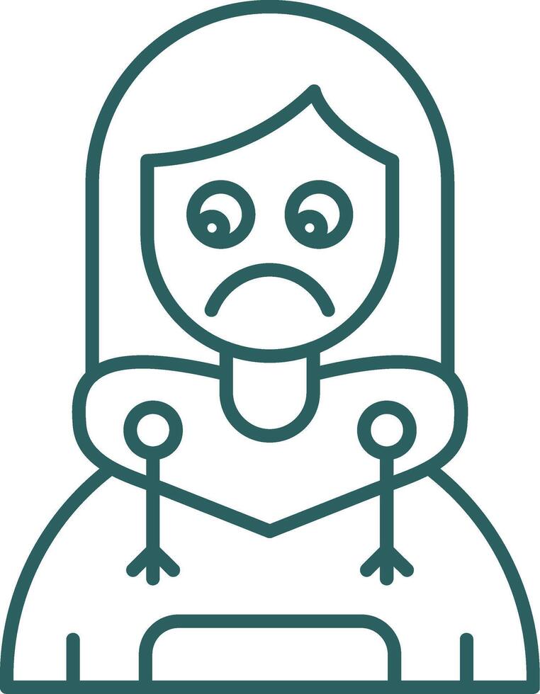 Sad Line Gradient Green Icon vector