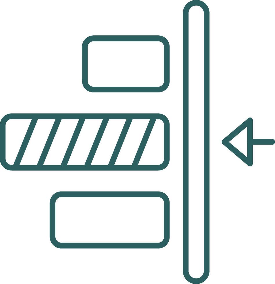Derecha alineación línea degradado verde icono vector
